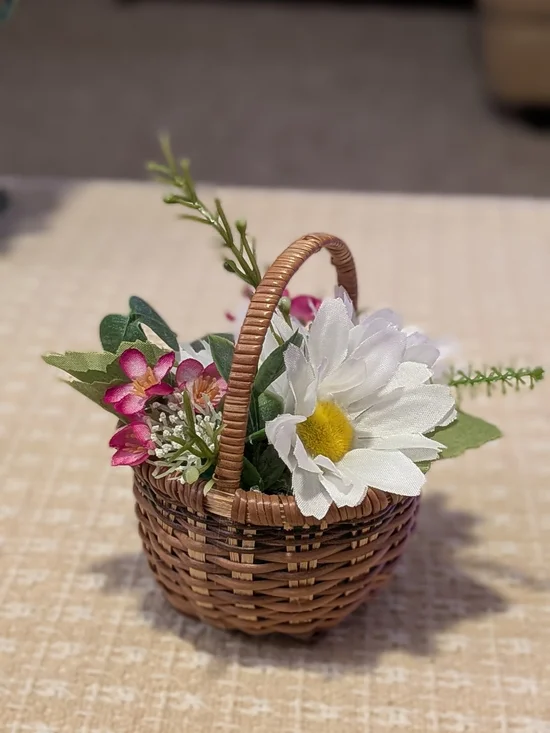 Handmade Little Artificial Flower Basket - Picture 2 of 5